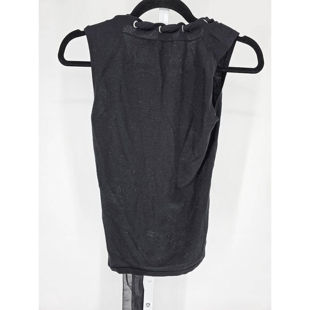 Antonio Melani Womens Sz XS Crew Neck Sleeveless Knit Top Black Ribbon Detail - Picture 3 of 3